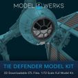 eer TIE DEFENDER MODEL KIT 3D Downloadable STL Files. 1/72 Scale Full Model Kit. Tie Defender 1/72 Scale Tie Fighter