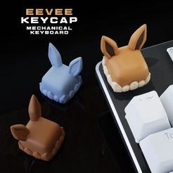 portada_eevee_keycap_cults.jpg STL file Eevee Pokemon - Keycap 3D mechanical keyboard - Eeveelutions・3D printable design to download