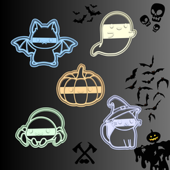 Set-Halloween-Kawai.png Fichier STL Kawai Halloween Cutter Set・Modèle à imprimer en 3D à télécharger