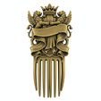 80.png Royal Winged Lion Heraldic Hair Comb
