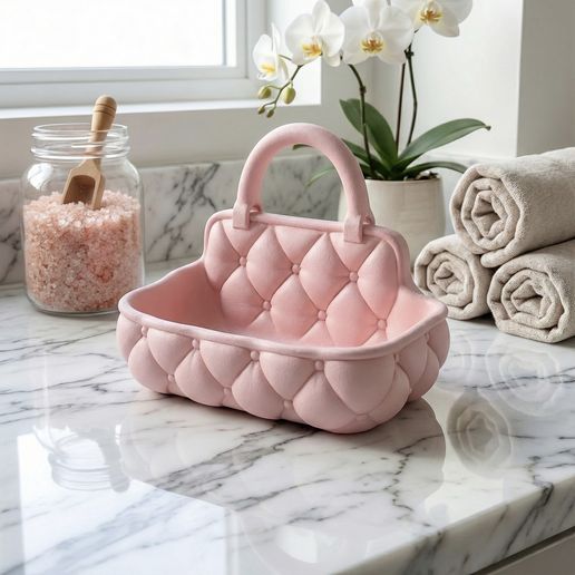 Gemini_Generated_Image_hkcrf6hkcrf6hkcr.jpg Quilted Vanity Catchall Basket | Soft-Form Sculptural Organizer with Handle