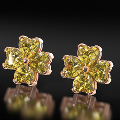 CG-render.1991.png STL file Earrings with stones heart in the form of a clover leaf 658・3D print object to download
