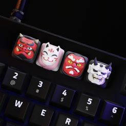 oni_keycaps_05.jpg Клавиатура с японскими масками - Механическая клавиатура