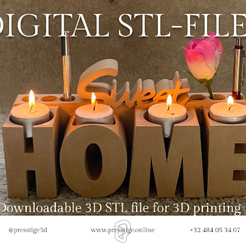 download-15.png Fichier 3D Home Sweet Home 3D-Print, Combiné bougie à chauffe-plume et porte-stylo, Cadeau parfait pour les nouveaux propriétaires・Idée pour impression 3D à télécharger