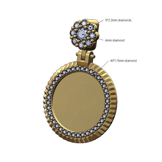 Diamond Fluted Flower cluster bail memory picture pendant 3D print model