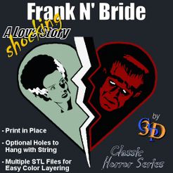 FrankNBride-IMG.jpg Archivo STL Frank N' Bride A Shocking Love Story Frankenstein Classic Horror Fanart・Plan de impresora 3D para descargar