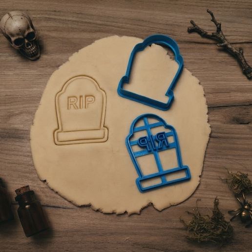 Halloween Grave RIP Cookie Cutter & Embosser Stamp – Tombstone Cookie Mold 100mm