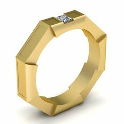 3.jpg Anneau de mariage octogonal classique modèle imprimable en 3d