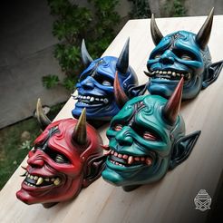 ONI05.jpg STL file ONI wall mask・3D printable model to download, Pipe_Cox