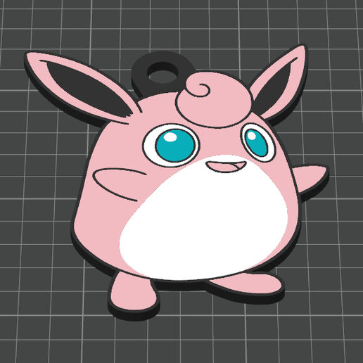 Wigglytuff Keychain - Kanto Collection (Multicolor .3mf & Single Color .stl)