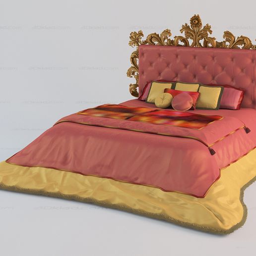 Ornate Carved Bed Headboard Frame - Royal Master Bedroom Bed 3D Print STL