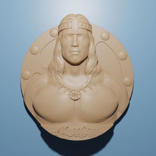 Conan the Barbarian artcam aspire relief model in stl format shapeoko xcarve v-carve 3D for CNC Router Engraver Carving Active