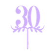 Topper 30 02 Ella_01.stl Decorated number 30 - Cake topper