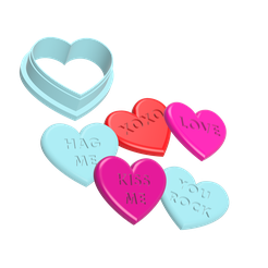 Valentine-Heart-Stamp-30-mm-H12-04-105-000.png STL file Valentine Heart Cutters and Stamp 30 mm | 15 Stamps | Polymer Clay Cutter・3D print object to download