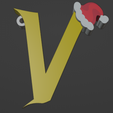 V-Llavero.png HARRY POTTER STYLE LETTER V WITH CHRISTMAS HAT + KEY CHAIN