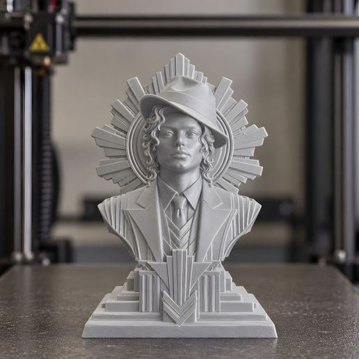 Art Deco King of Pop Portrait 3D Print Model