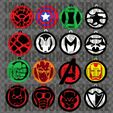 LLAVEROS-COLOR.jpg STL file PACK 17 MARVEL AVENGERS KEYCHAINS・3D printer design to download
