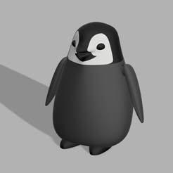 Pingu-Main4.png 3MF-Datei Liebenswerter Baby-Pinguin mit beweglichen Flossen・3D-druckbare Vorlage zum herunterladen
