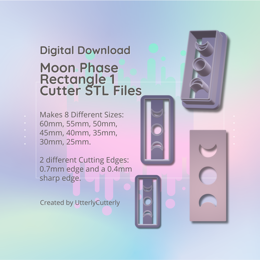 🌙 Moon Phase Rectangle Cutout Clay Cutter - Arch STL Digital File ...