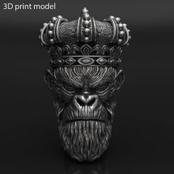 Monkey_king_with_crown_vol1_pendant_K1.jpg 3D-Datei Affenkönig mit Krone vol1 Anhänger Schmuck・3D-druckbares Modell zum Herunterladen