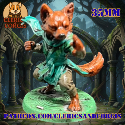 Corgwyn Monk - Way of the Wandering Paw | 35mm Scale Miniature | Pre-Supported STL + Scene