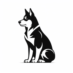 Src_1.png Silhouette of a Siberian husky in a sitting position
