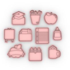 ASDAS.jpeg Fichier STL paquet de 10 emporte-pièces pour la journée des enseignants - emporte-pièces à biscuits・Design imprimable en 3D à télécharger