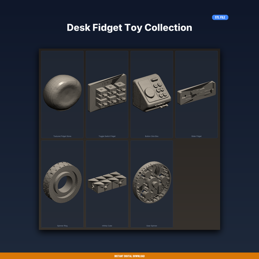 Desk Fidget Toy Collection - 7-Model STL Bundle