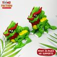 3.jpg STL file PRINT-IN-PLACE FLEXI CLOVER LEAF DRAGON ARTICULATED・3D printer model to download