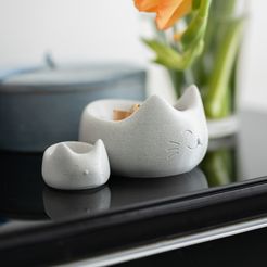 DSC_0109-2.jpg Free STL file Cute cat bowl・3D printing model to download