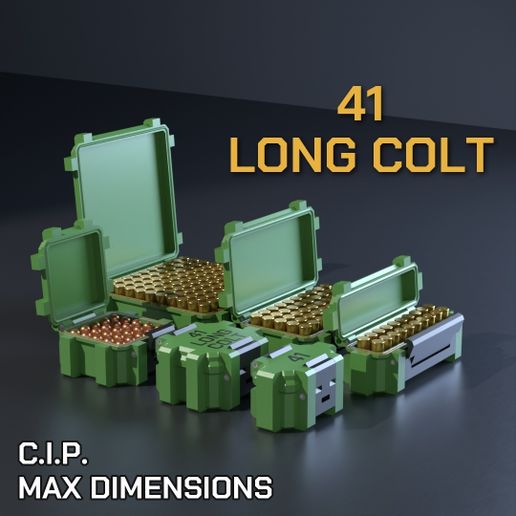 SBOX AMMO BOX .41 Long Colt AMMUNITION STORAGE 10/20/25/50/100 ROUNDS CRATE ORGANIZER 41 Long Colt