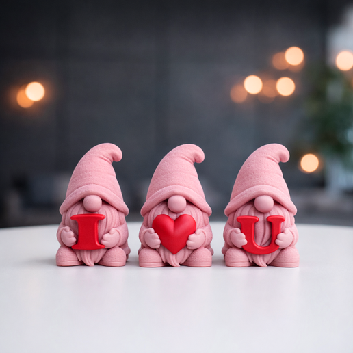 Gnome I Love You Set | 3 pcs Valentine Gift Decoration | Festive Love Holiday Decor