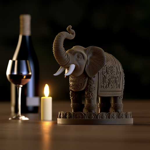 EC2.png Auspicious Elephant - "Gajraj" 3D STL File for DIY Home Decor