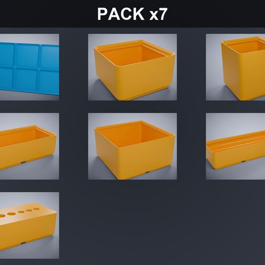 Pack Gridfinity Starter | Baseplate + Bins + Tool Holder - Starter Set 3D model