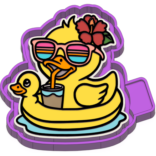 P4133.png Summer Vibes Duck on duck float Freshie STL Mold Housing