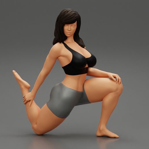 10001.jpg 3D file Young Woman Doing Yoga Asana Standing Forward Bend Pose 3D Print Model・3D printer model to download, 3DGeshaft