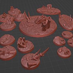 Bug-Infested-Bases-all-25mmX5-32mmX5-40mmX5-75x42mmX2-90mmX1-01.jpg 3D file Bug Infested Bases ALL BASE BELONG TO US Terrain wh40k・3D printer model to download