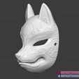 Kitsune_Fox_Mask_3D_print_file_010.jpg Japanese Fox Mask Demon Kitsune Cosplay Mask, Helmet 3D Print Model