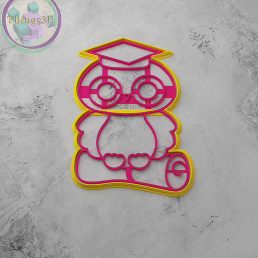 Lo. ine s30D J J fl 2 z. Bis, S pepe i pa EP BY + =) L Me \ <\ 2 MZ Pe YY, ed , ss 4 - aOR aN A D. STL file owl cookie cutter・3D printable design to download, Things3D