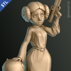 LEIA_01.png Файл STL Принцесса Лея и R2D2・Модель для печати в 3D скачать