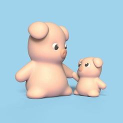 Cod1230-Pig-and-Baby-Pig-1.jpeg 3D file Pig and Baby Pig・Design to download and 3D print, Usagipan3DStudios