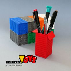 Preview1.JPG Free 3D file Shipping Container - toy for kids or pen holder・3D printable model to download