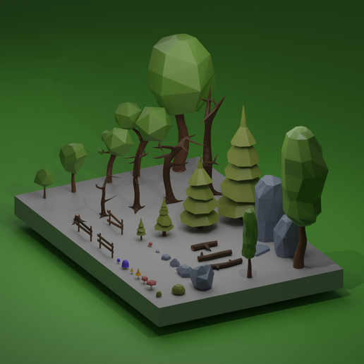 Foto-5.png Trees and stones low poly