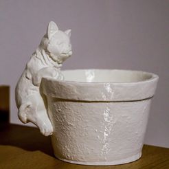 cat-2.jpg Free STL file Flower cup with cat・3D printer model to download