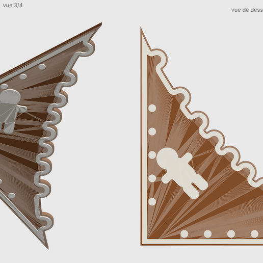 Gingerbread Door Corner Decoration 150 mm — solid one-piece STL