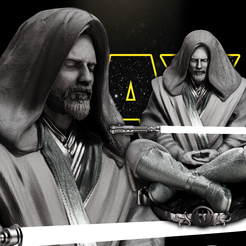 1.png Archivo 3D Obi Wan Kenobi Bust - Star Wars 3D Models - Tested and Ready for 3D printing・Modelo de impresión 3D para descargar