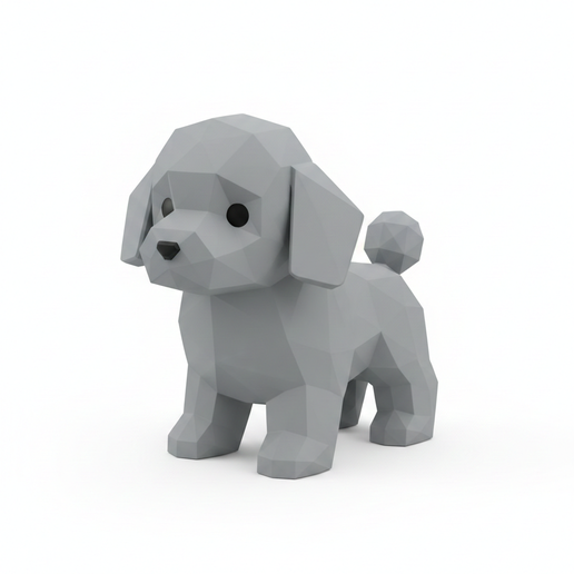Polygon Poodle Dog Toy - 3D Printable Figurine (Ready to Paint!)