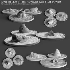 JUNE RELEASE: THE HUNGRY KOI FISH PONDS STL AVAILABLE AT: WWW.PATREON.COM/LABRADORITEWOLF Файл STL Пруды с голодными рыбками кои・3D-печатная модель для загрузки