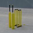 Rendered.jpg Modern Minimalistic Indoor Cricket Set 3D print model