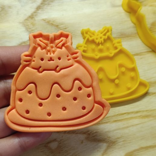 Christmas Pudding Pusheen Cookie Cutter and Stamp Set